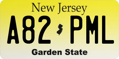NJ license plate A82PML