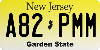 NJ license plate A82PMM