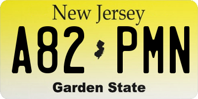 NJ license plate A82PMN