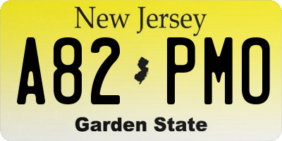 NJ license plate A82PMO