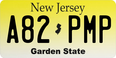 NJ license plate A82PMP