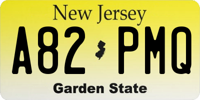 NJ license plate A82PMQ