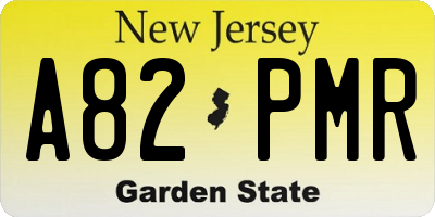 NJ license plate A82PMR