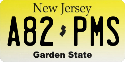 NJ license plate A82PMS