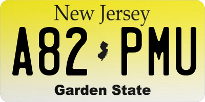 NJ license plate A82PMU
