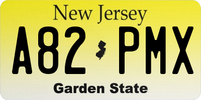 NJ license plate A82PMX