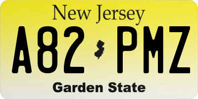 NJ license plate A82PMZ