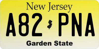 NJ license plate A82PNA