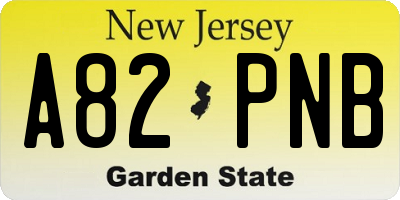 NJ license plate A82PNB