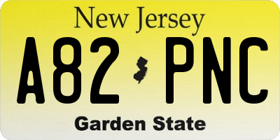 NJ license plate A82PNC