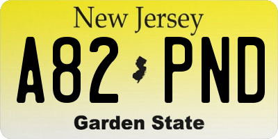 NJ license plate A82PND