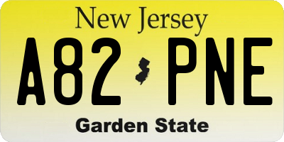 NJ license plate A82PNE