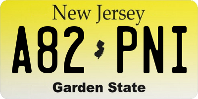 NJ license plate A82PNI
