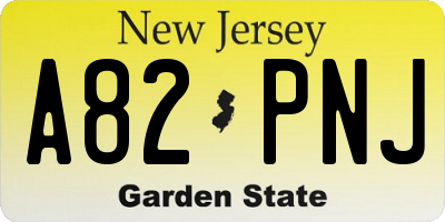 NJ license plate A82PNJ