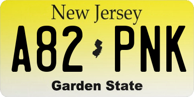 NJ license plate A82PNK