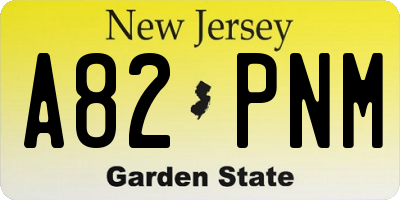 NJ license plate A82PNM