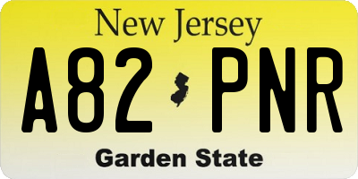 NJ license plate A82PNR