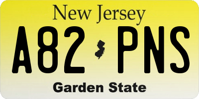 NJ license plate A82PNS