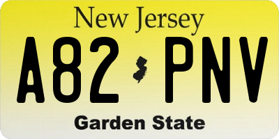 NJ license plate A82PNV