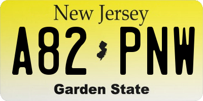NJ license plate A82PNW