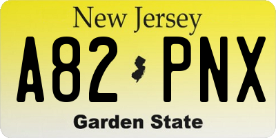 NJ license plate A82PNX