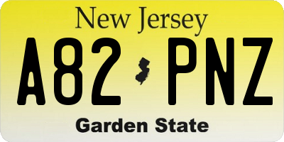 NJ license plate A82PNZ