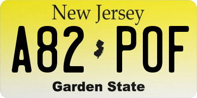 NJ license plate A82POF