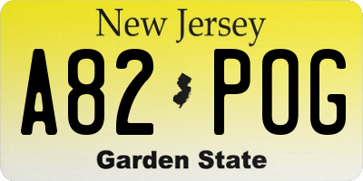 NJ license plate A82POG