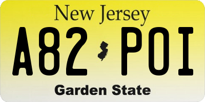 NJ license plate A82POI