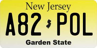 NJ license plate A82POL