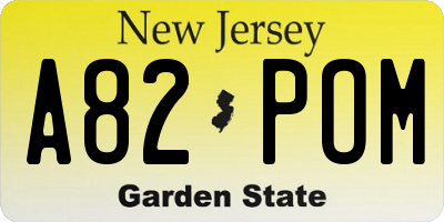 NJ license plate A82POM