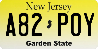 NJ license plate A82POY