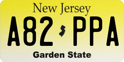 NJ license plate A82PPA