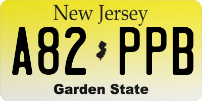 NJ license plate A82PPB