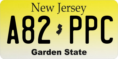 NJ license plate A82PPC