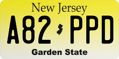NJ license plate A82PPD