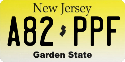 NJ license plate A82PPF