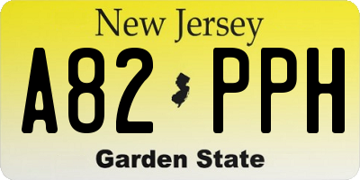 NJ license plate A82PPH