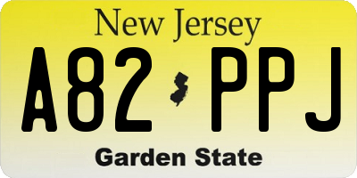 NJ license plate A82PPJ