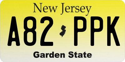 NJ license plate A82PPK