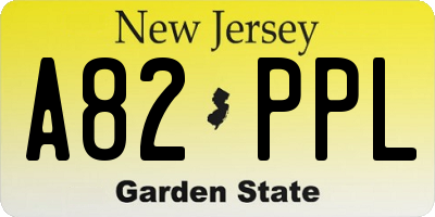 NJ license plate A82PPL