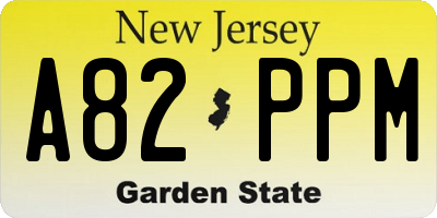 NJ license plate A82PPM