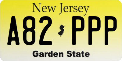 NJ license plate A82PPP