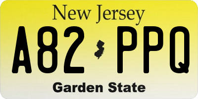 NJ license plate A82PPQ