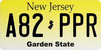 NJ license plate A82PPR
