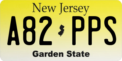 NJ license plate A82PPS