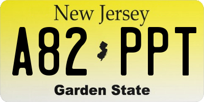 NJ license plate A82PPT
