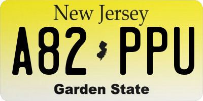 NJ license plate A82PPU
