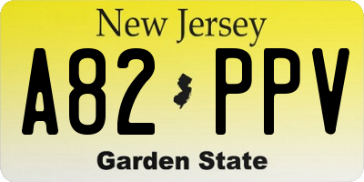 NJ license plate A82PPV