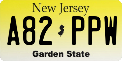 NJ license plate A82PPW